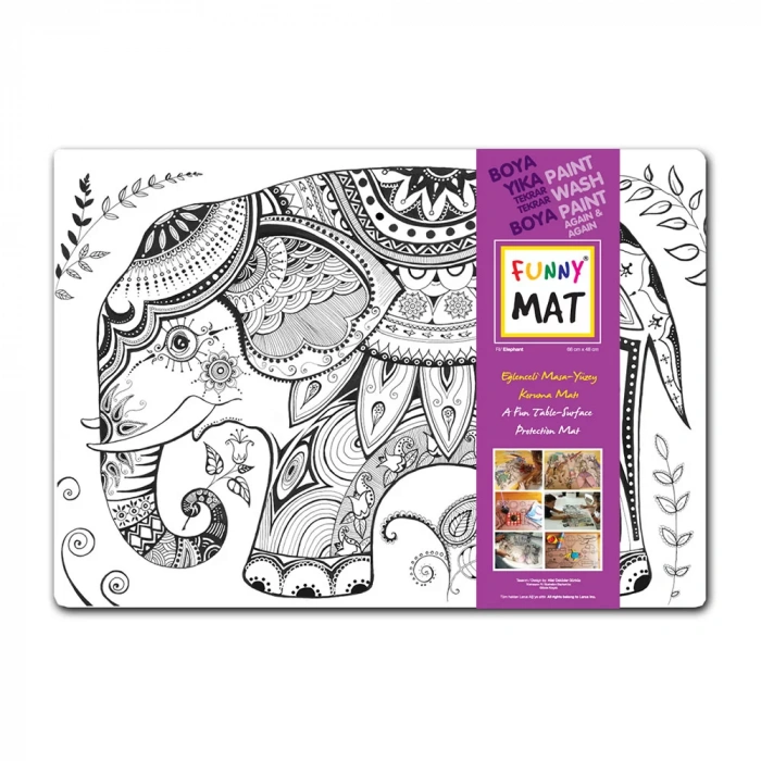 AKADEMİ ÇOCUK FUNNY MAT - FIL MANDALA
