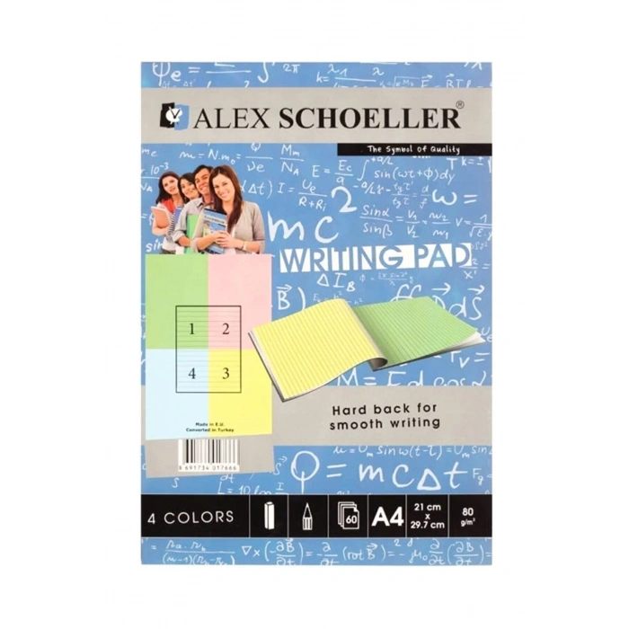 ALEX BLOKNOT RENKLİ ÇİZGİLİ A4 80Gr. 60Yp. ALX-7666