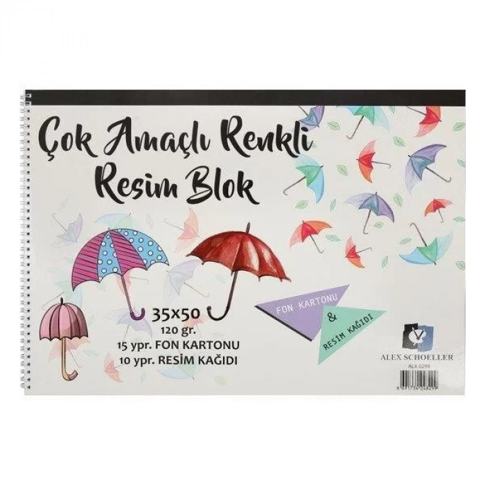 ALEX ÇOK AMAÇLI RESIM DEFTERİ SPİRALLİ 35X50 120Gr. ALX-0299