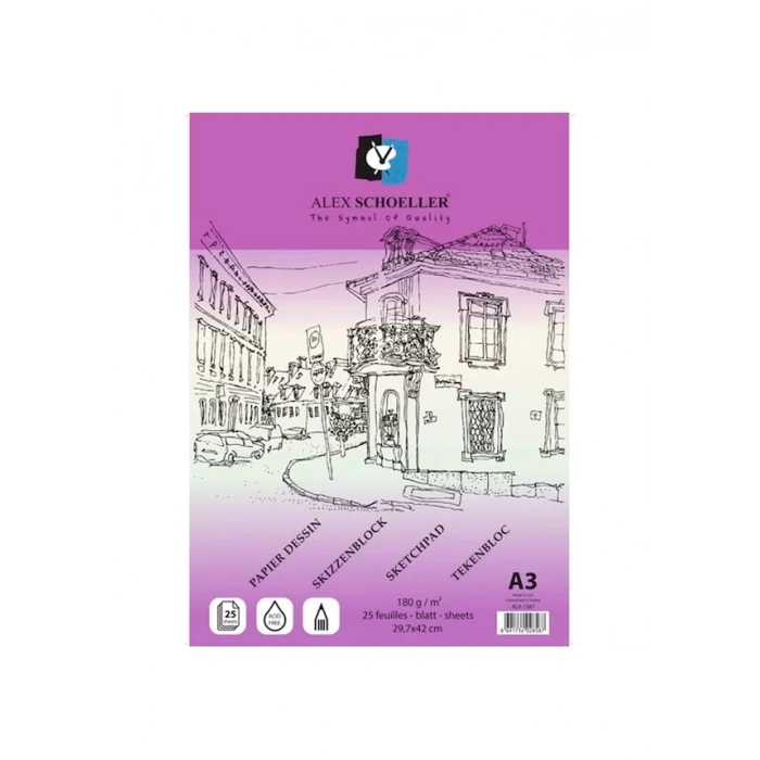 ALEX ESKIZ BLOK 180Gr. A3 25 SAYFA YAPIŞKANLI 25Lİ ALX-1587