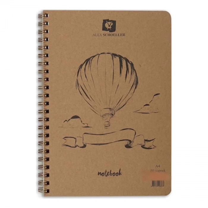 ALEX KRAFT A4 80Lİ 70Gr. SERT KAPAK DÜZ DEFTER ALX-0862