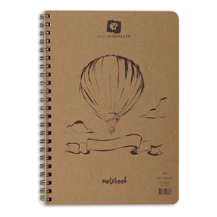 ALEX KRAFT A5 80Lİ 70Gr. SERT KAPAK DÜZ DEFTER ALX-0879