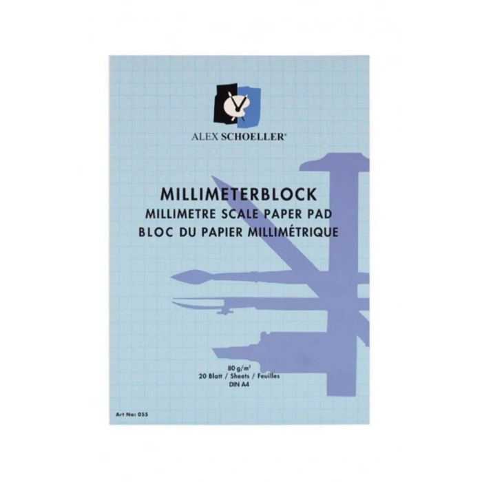 ALEX MILIMETRIK BLOK A4 80gr 20SYF. MAVI ALX-055