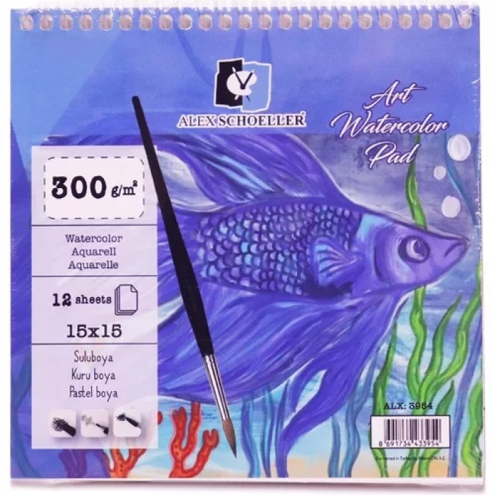 ALEX SULUBOYA DEFTERİ ART SPR. 15x15 300Gr. 12Lİ ALX-3954