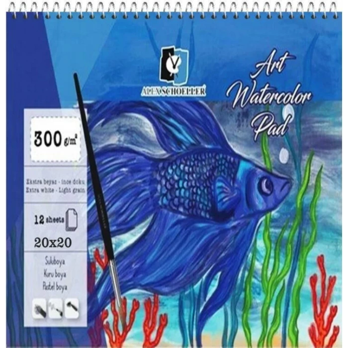 ALEX SULUBOYA DEFTERİ ART SPR. 20x20 300Gr. 12Lİ ALX-3961
