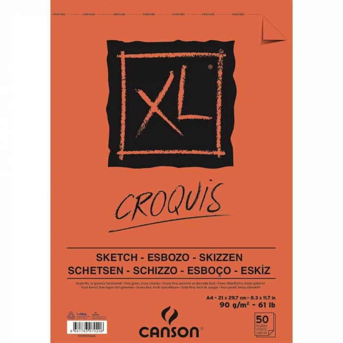 CANSON XL SPİRALLİ RESİM VE ÇİZİM BLOK CROQUIS XL ALBÜM 90GR ÜSTEN SPİRALLİ A4 50YP FCNS09050A4US