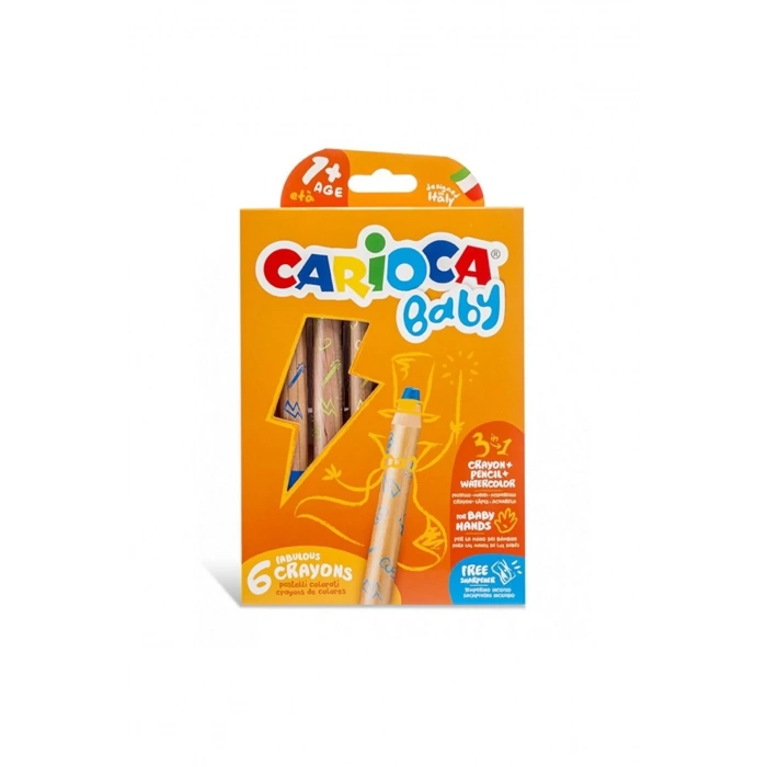 CARİOCA 3 IN 1 JUMBO BEBEK AHŞAP GÖVDELİ BOYA KALEMİ 6LI 42817