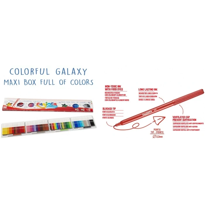 CARİOCA JOY SÜPER YIKANABİLİR KEÇELİ BOYA KALEMİ 96’LI (1 METRE) 41022