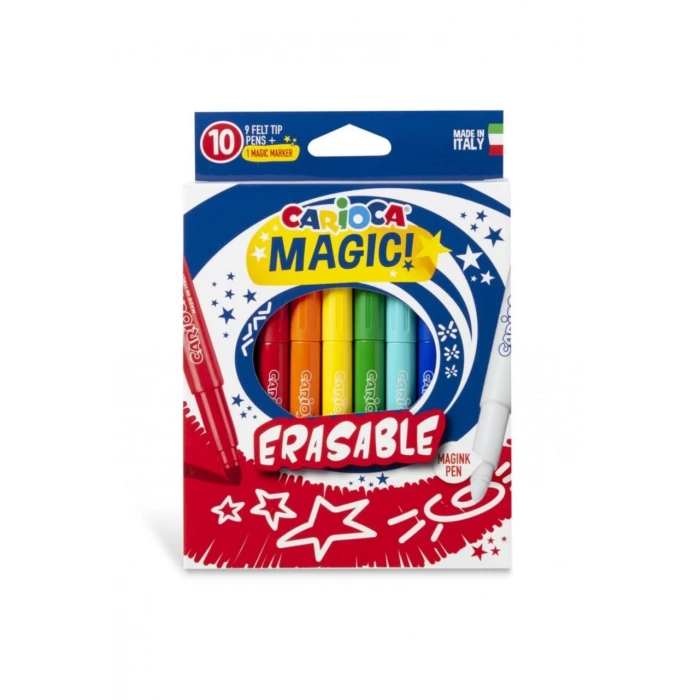 CARİOCA SİLİNEBİLEN SİHİRLİ KEÇELİ BOYA KALEMİ (9 RENK+1 DÜZELTİCİ BEYAZ KALEM) 43182