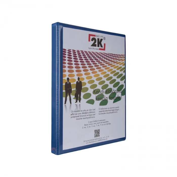 2K FİRMA EVRAK SUNUM KLASÖRÜ A4 PVC 2 CM 2 HALKALI (150 YAPRAK) 202 MAVİ 255X32 CM