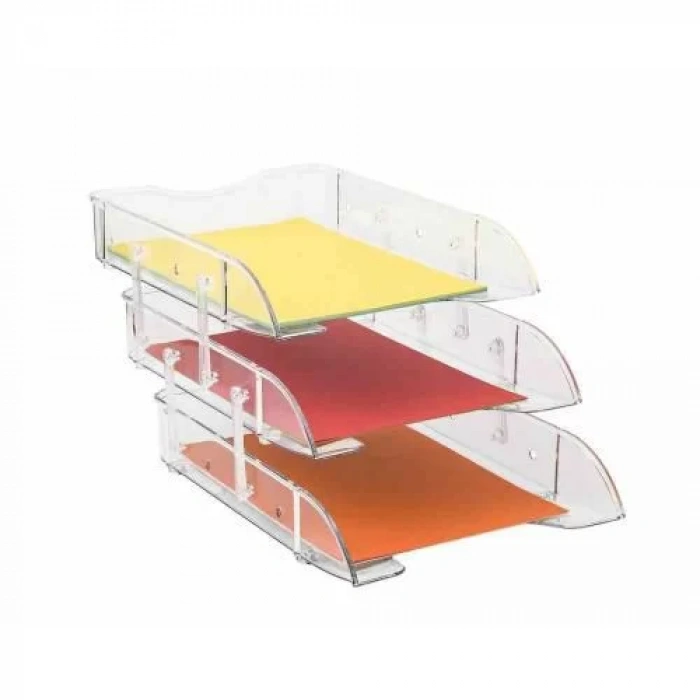 KRAF EVRAK RAFI 3 LÜ RAYLI ŞEFFAF 829G