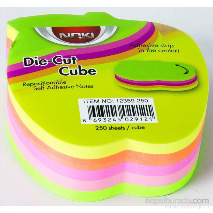 NOKİ MEMO ELMA ŞEKİLLİ 5 RENK 250 SAYFA NO:12359