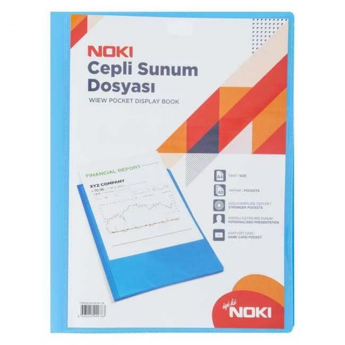 NOKİ SUNUM DOSYASI CEPLİ 40 YAPRAK MAVİ