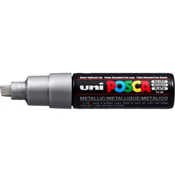 UNİ POSCA 8.0 SU BAZLI POSTER MARKÖRÜ GÜMÜŞ PC-8K GÜMÜŞ