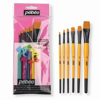 PEBEO 6LI DÜZ KESİK KISA SAPLI FIRÇA SETİ - NO: 0 2 4 10 12 18 SET-3