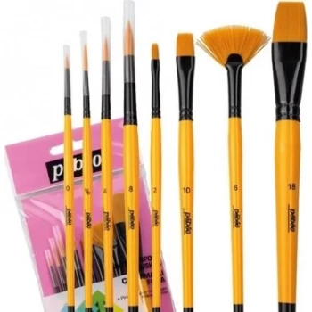 PEBEO 8Lİ FIRÇA SETİ - YELPAZE NO: 6 - KESİK UÇ NO: 2 10 18 - SULUBOYA NO: 0 4 8 - ÇİZGİ FIRÇASI NO: 10/0 SET-4