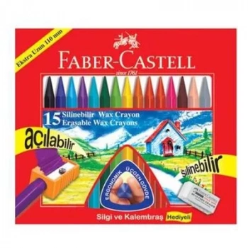FABER-CASTELL SİLİNEBİLİR MUM BOYA WAX CRAYON PASTEL 15 RENK 122715