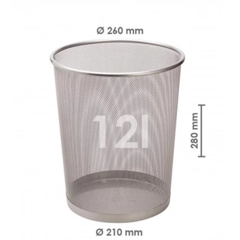 BİGPOİNT METAL PERFORE ÇÖP KOVASI BÜYÜK SİLVER BP410-11