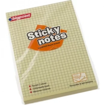 BİGPOİNT YAPIŞKANLI NOT KAĞIDI KARELİ 100X150MM SARI BP814-04