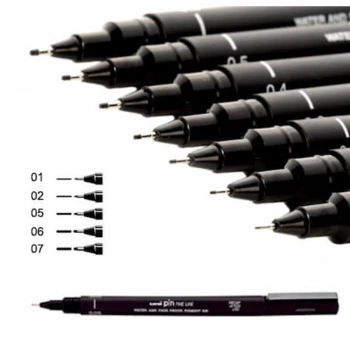 UNİ PİN FİNE LİNE AKRİLİK UÇLU KALEM 5Lİ SET SİYAH PIN-200 5P SET