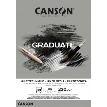 CANSON GRADUATE MIX MEDIA BLOK PAD CANGRAD MIX MEDIA GREY 30S A4 220G  400110371