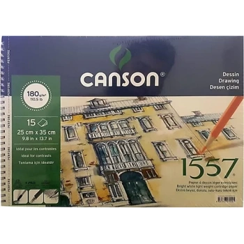 CANSON 1557 RESİM VE ÇİZİM BLOK 180GR 25x35 15YP RESİM DEFTERİ FCNS180152535