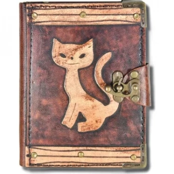 DEFFTER KRAFTON DERİ DEFTER /SEVİMLİ KEDİ M 14*19 EL İŞÇİLİĞİ/DERİ 144