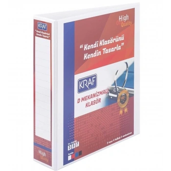KRAF D MEKANİZMALI KLASÖR 7CM 4 HALKA 1074 BEYAZ