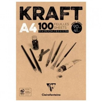 CLAIREFONTAINE KRAFT A4 90 GR. 100 Yp. KISA KENARI YAPIŞKANLI 5Lİ DK-96545