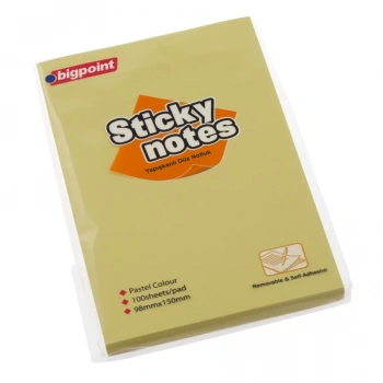 BİGPOİNT YAPIŞKANLI NOT KAĞIDI DÜZ 100X150MM SARI BP814-00