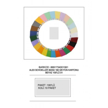 ALEX KOLEJ FON KARTONU 35X50 NO:01 BEYAZ