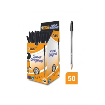 BİC CRISTAL MEDIUM TÜKENMEZ KALEM 50Lİ KUTU SİYAH