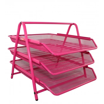 BİGPOİNT METAL PERFORE EVRAK RAFI 3LÜ PEMBE BP413-22