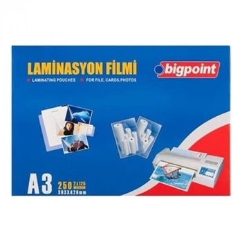 BİGPOİNT LAMİNASYON FİLMİ A3 125 MİKRON 100LÜ KUTU BP693