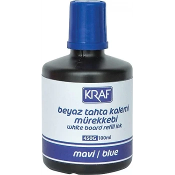 KRAF BEYAZ TAHTA KALEM MÜREKKEBİ 100ml MAVİ 450G