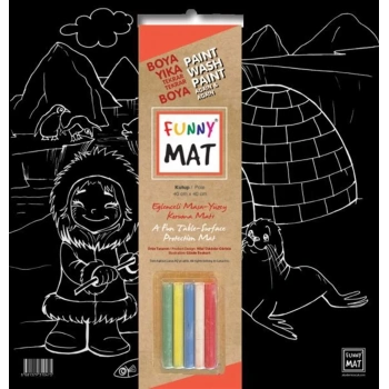 AKADEMİ ÇOCUK FUNNY MAT - BLACK (TEBEŞİRLİ) KUTUP