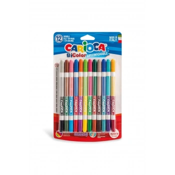CARİOCA BİCOLOR SÜPER YIKANABİLİR ÇİFT UÇLU KEÇELİ BOYA KALEMİ 12Lİ 24 RENK 42265