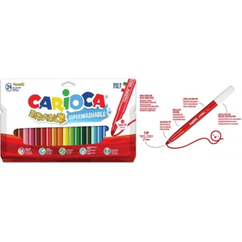 CARİOCA BRAVO SÜPER YIKANABİLİR KALIN UÇLU KEÇELİ BOYA KALEMİ 24LÜ 42763