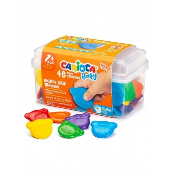 CARİOCA TEDDY ŞEKİLLİ ELLERİ KİRLETMEYEN MUM BOYALAR 48Lİ PLASTİK KUTUDA 42958