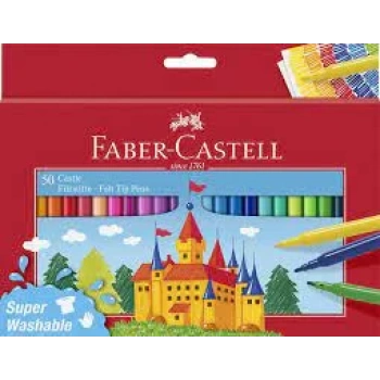 FABER-CASTELL SÜPER YIKANABİLİR KEÇELİ KALEM 50Lİ