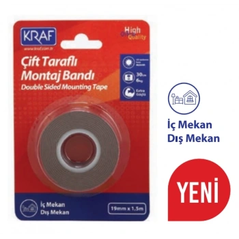 KRAF MONTAJ BANDI ÇİFT TARAFLI DIŞ MEKAN EXTRA GÜÇLÜ 19x1.5m 2520G