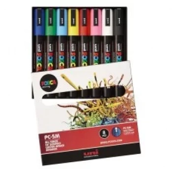 UNİ POSCA 1.8-2.5 SU BAZLI POSTER MARKÖRÜ ÇİÇEK RENK 7+1 PC-5M