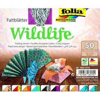 FOLİA ORİGAMİ KAĞIDI 15X15 VAHŞİ HAYAT 50 TABAKA FO-495-1515