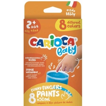 CARİOCA BEBEK SÜPER YIKANABİLİR PARMAK BOYASI - 8 RENK X 50 GR 2 YAŞ + 43174