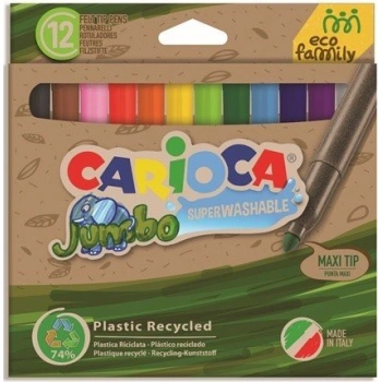 CARİOCA ECO FAMILY JUMBO SÜPER YIKANABİLİR KEÇELİ BOYA KALEMİ 12Lİ 43101