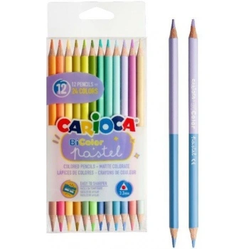 CARİOCA KURU BOYA KALEMİ 12Lİ (24 RENK) ÇİFT TARAFLI PASTEL RENKLER 43309