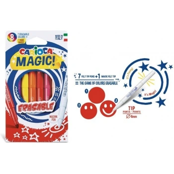 CARİOCA SİLİNEBİLİR SİHİRLİ KEÇELİ KALEMLER (7 RENK + 1 DÜZELTİCİ BEYAZ KALEM) 41239