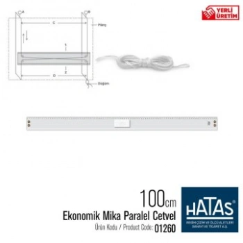 HATAS 1260 EKONOMİK MİKA PARALEL CETVEL 100 cm. ( Taksimatlı )