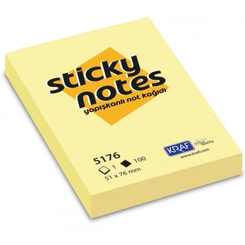 KRAF YAPIŞKANLI NOT KAĞIDI 51X76 SARI 5176
