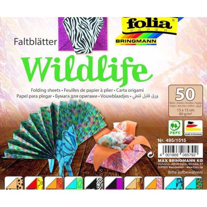 FOLİA ORİGAMİ KAĞIDI 15X15 VAHŞİ HAYAT 50 TABAKA FO-495-1515